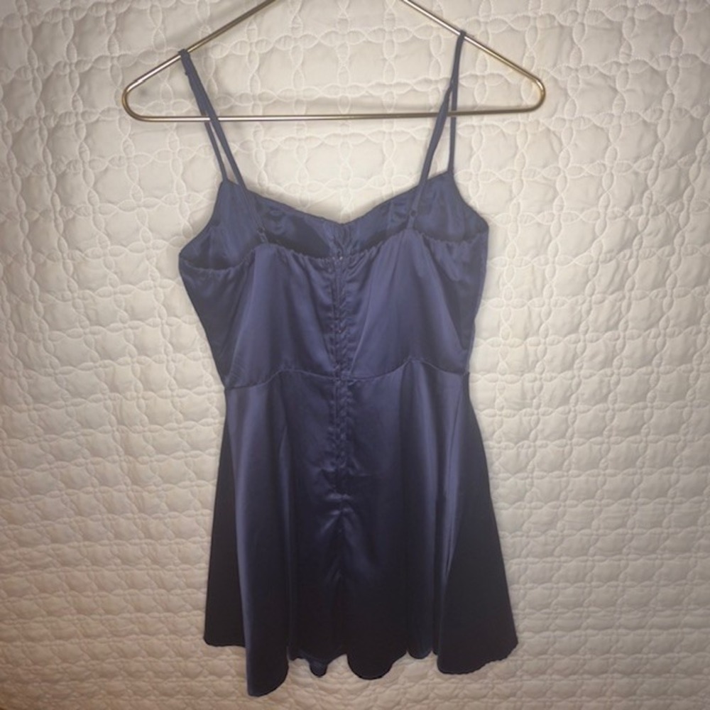B. Darlin Blue Satin Strappy Sweetheart Bodycon Dance Midi Dress Juniors Sz 5/6 - Picture 2 of 7
